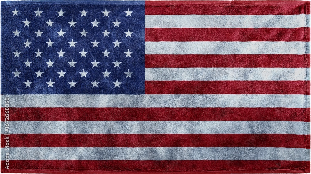 Fototapeta premium American flag displayed prominently on a fabric backdrop representing patriotic spirit and national pride in a celebratory setting during summer festivities