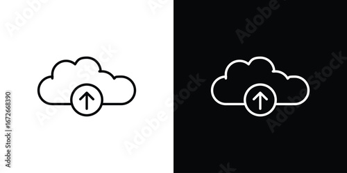Cloud upload icon Lineal Style Vector Illustration. Vector symbol pictogram