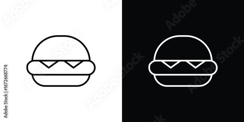 Cheese burger icon Lineal Style Vector Illustration. Vector symbol pictogram