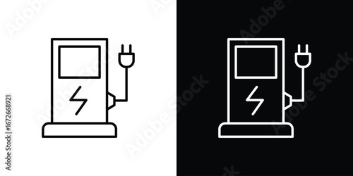 Charging station icon Lineal Style Vector Illustration. Vector symbol pictogram