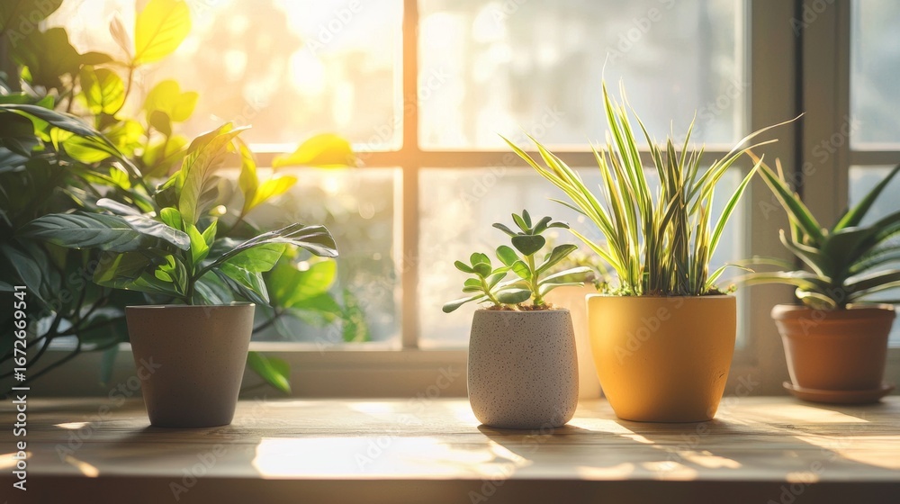 Fototapeta premium Indoor plants lifestyle product photography advertising concept home decor stylish modern composition decorative arrangement inspiration background natural design