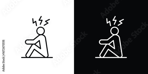 Anxiety or stress icon Lineal Style Vector Illustration. Vector symbol pictogram