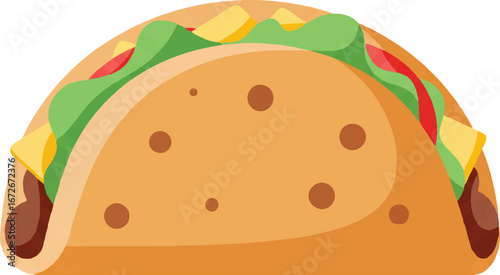 Taco filled with delicious ingredients perfect for mexican food restaurants, food blogs, culinary designs, and menu covers.