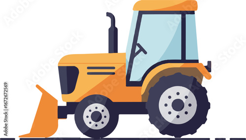 Simplified yellow frontend loader great for constructionthemed designs. Suitable for childrens educational materials, construction logos, and site signs.