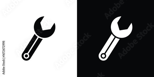 Wrench icons in black and white clipart style
