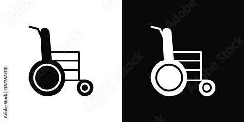 Wheelchair icons in black and white clipart style
