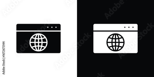 Website UI design icons in black and white clipart style