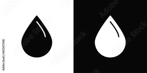 Water drop icons in black and white clipart style