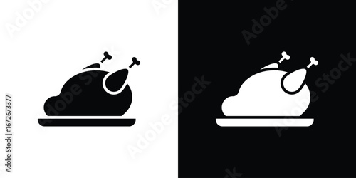 Turkey icons in black and white clipart style