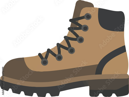 Sturdy brown hiking boot suitable for outdoor adventure designs, camping gear, and footwear branding.
