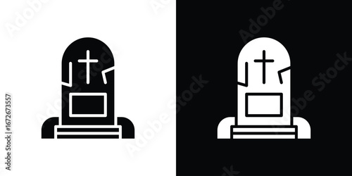 Tombstone icons in black and white clipart style