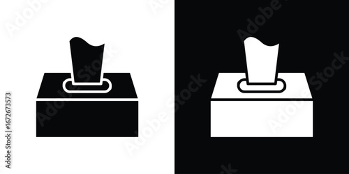 Tissue box icons in black and white clipart style