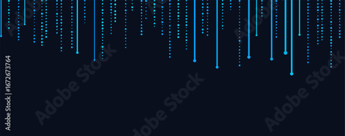 Modern vector tech background with blue digital lines and dots on dark theme.