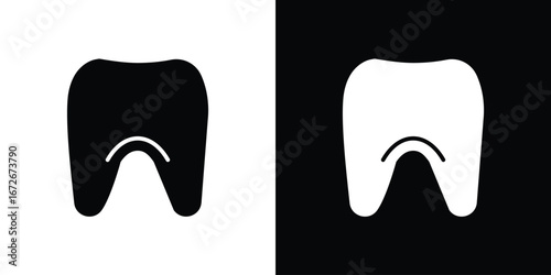 Teeth icons in black and white clipart style