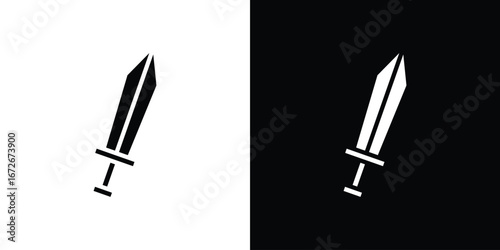 Sword icons in black and white clipart style