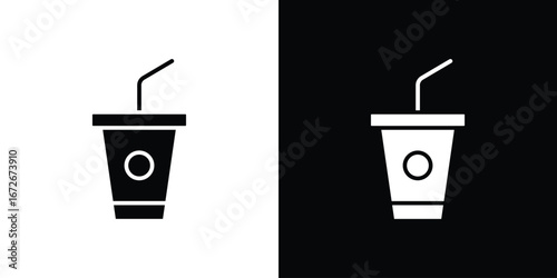 Swoosh Cup icons in black and white clipart style