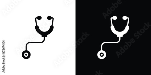 Stethoscope icons in black and white clipart style