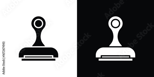 Stamp icons in black and white clipart style