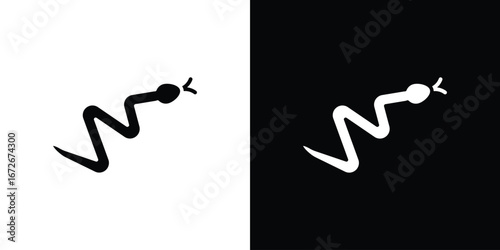 Snake icons in black and white clipart style