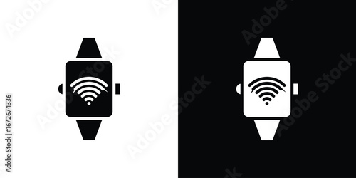 Smartwatch icons in black and white clipart style