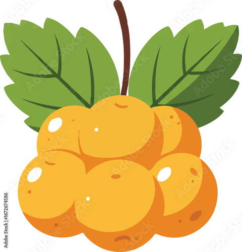 Cluster of golden cloudberries ideal for food blogs, nature magazines, health articles, or packaging designs showcasing vibrant, exotic fruits.