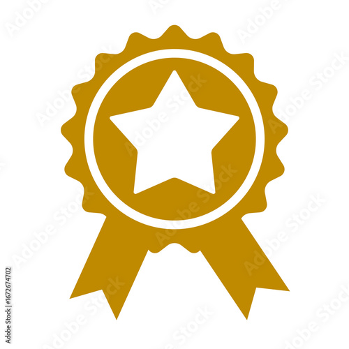 gold medal with ribbon and star