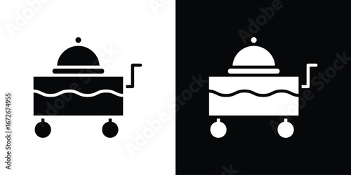 Room service icons in black and white clipart style