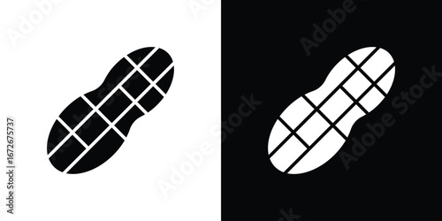 Peanut icons in black and white clipart style