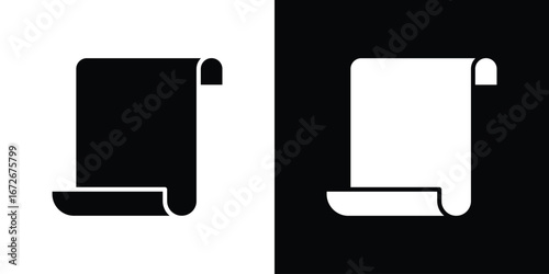Paper Scroll icons in black and white clipart style