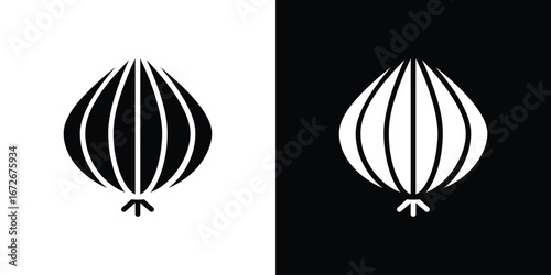 Onion icons in black and white clipart style