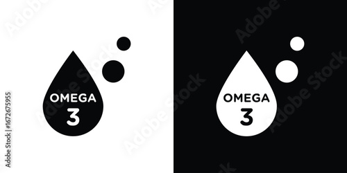 Omega icons in black and white clipart style