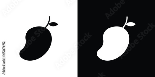 Mango icons in black and white clipart style