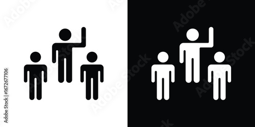 Leadership icons in black and white clipart style