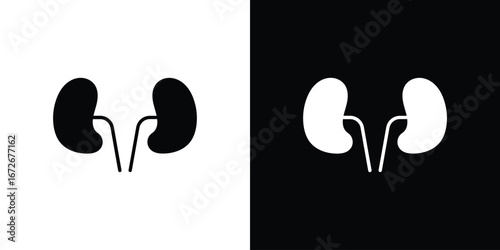 Kidneys icons in black and white clipart style