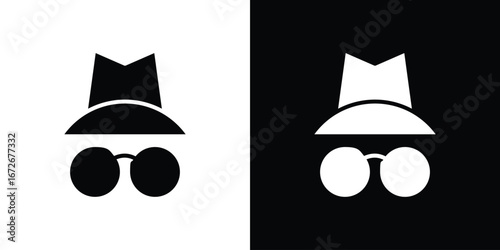 Incognito icons in black and white clipart style