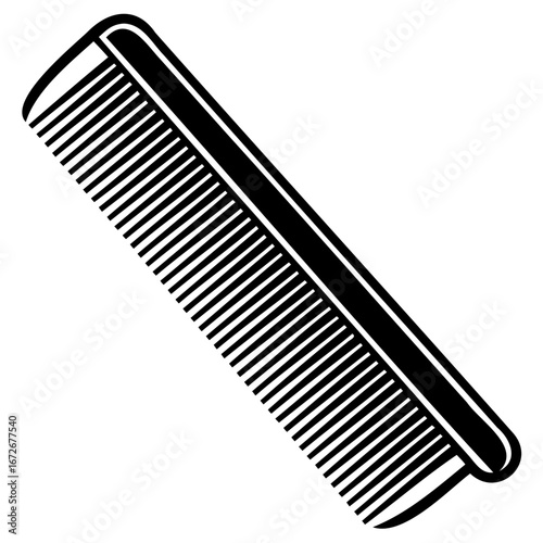 A simple black and white illustration of a comb, perfect for grooming and hairstyling graphics