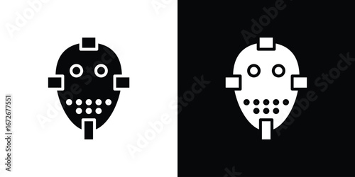 Hockey mask icons in black and white clipart style