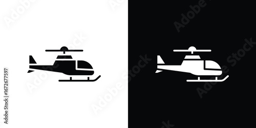 Helicopter icons in black and white clipart style