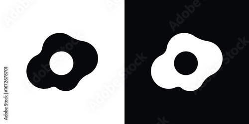 Egg fried icons in black and white clipart style