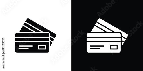 Credit card icons in black and white clipart style