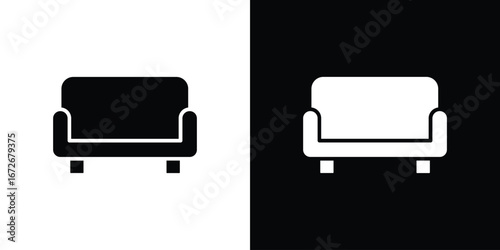 Couch icons in black and white clipart style