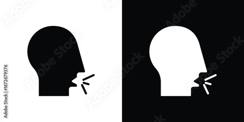 Cough icons in black and white clipart style