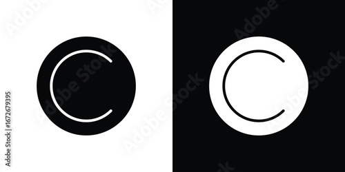 Copyright icons in black and white clipart style