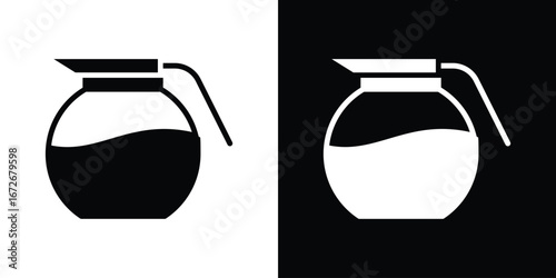 Coffee pot icons in black and white clipart style