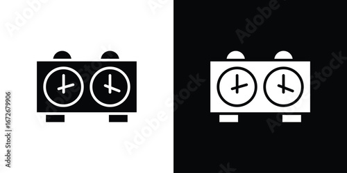 Chess clock icons in black and white clipart style