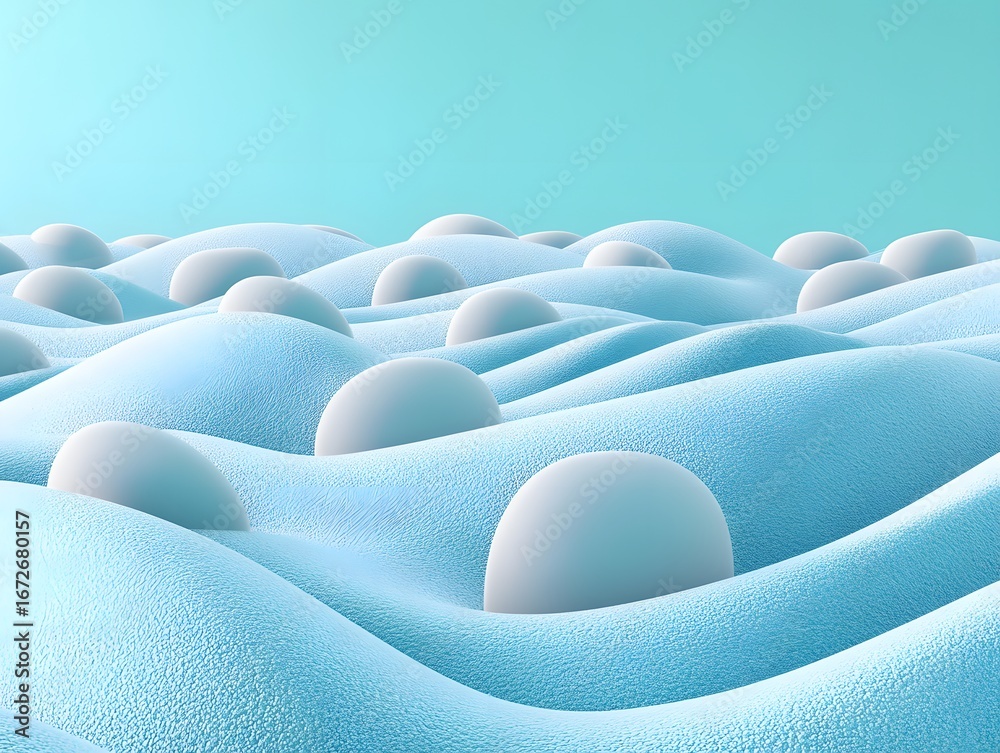 Obraz premium Abstract Blue Snow Landscape with Smooth Spheres