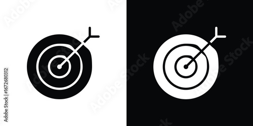 Bullseye icons in black and white clipart style