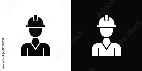 Builder icons in black and white clipart style