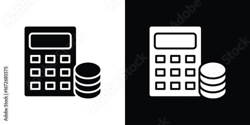 Budget icons in black and white clipart style