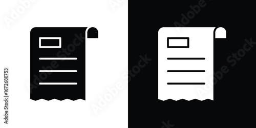 Bill icons in black and white clipart style